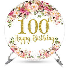 Lofaris Blooming Flowers Women Round 100th Birthday Backdrop