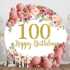 Lofaris Blooming Flowers Women Round 100th Birthday Backdrop