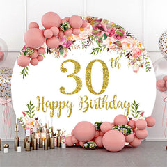 Lofaris Blooming Flowers Women Round 30th Birthday Backdrop