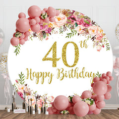 Lofaris Blooming Flowers Women Round 40th Birthday Backdrop