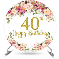 Lofaris Blooming Flowers Women Round 40th Birthday Backdrop