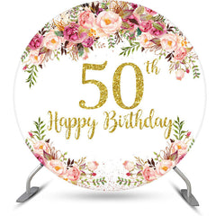 Lofaris Blooming Flowers Women Round 50th Birthday Backdrop