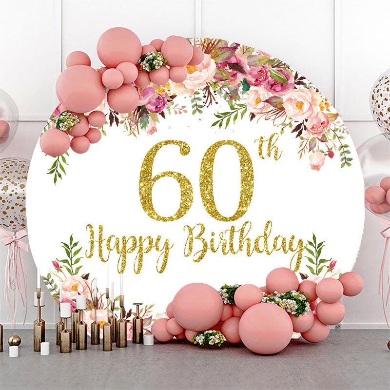 Lofaris Blooming Flowers Women Round 60th Birthday Backdrop