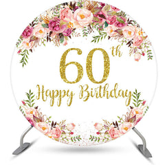 Lofaris Blooming Flowers Women Round 60th Birthday Backdrop