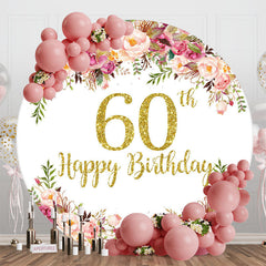 Lofaris Blooming Flowers Women Round 60th Birthday Backdrop