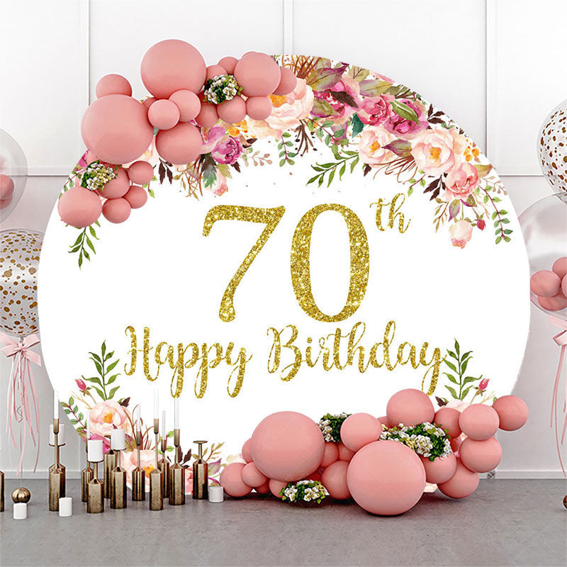 Lofaris Blooming Flowers Women Round 70th Birthday Backdrop