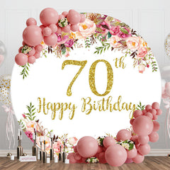 Lofaris Blooming Flowers Women Round 70th Birthday Backdrop