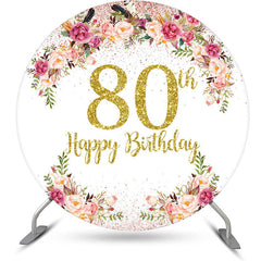 Lofaris Blooming Flowers Women Round 80th Birthday Backdrop