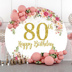 Lofaris Blooming Flowers Women Round 80th Birthday Backdrop