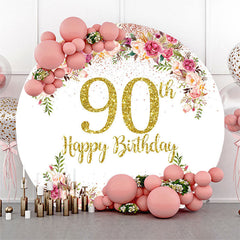 Lofaris Blooming Flowers Women Round 90th Birthday Backdrop