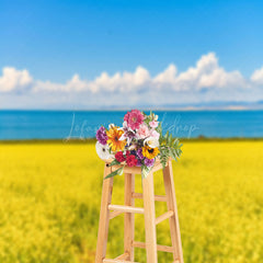 Lofaris Blooming Rapeseed Flowers Sea Scenery Photo Backdrop