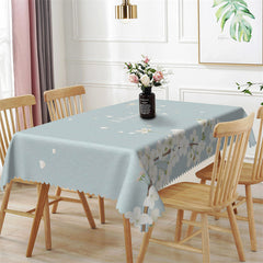 Lofaris Blooming Sakura Blue Tablecloth For Kitchen Room