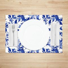 Lofaris Blue Abstract Leaf Floral Repeat Set Of 4 Placemats