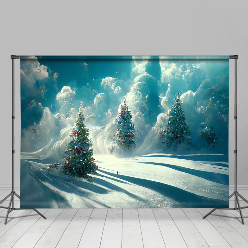 Lofaris Blue Abstract Painting Sky Trees Christmas Backdrop