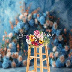 Lofaris Blue Abstract Wall Arch Floral Leaf Photo Backdrop