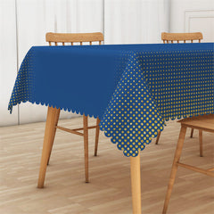 Lofaris Blue And Gold Glitter Dots Simple Kitchen Tablecloth