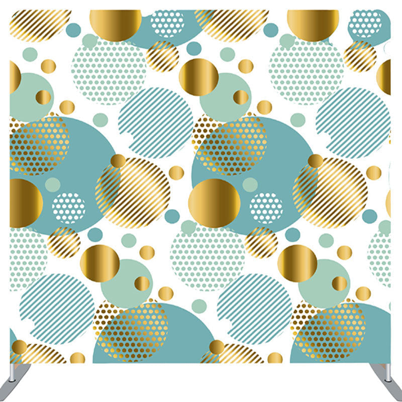 Lofaris Blue And Gold Ovals White Backdrop Cover For Decor