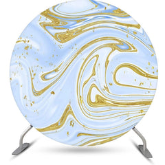 Lofaris Blue And Golden Abstract Round Birthday Backdrop