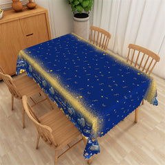 Lofaris Blue And Golden Ribbons Balloons Birthday Tablecloth