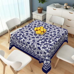 Lofaris Blue And White Floral Rectangle Tablecloth For Decor