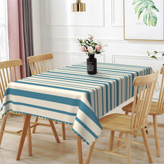 Lofaris Blue And White Horizontal Stripe Dining Tablecloth