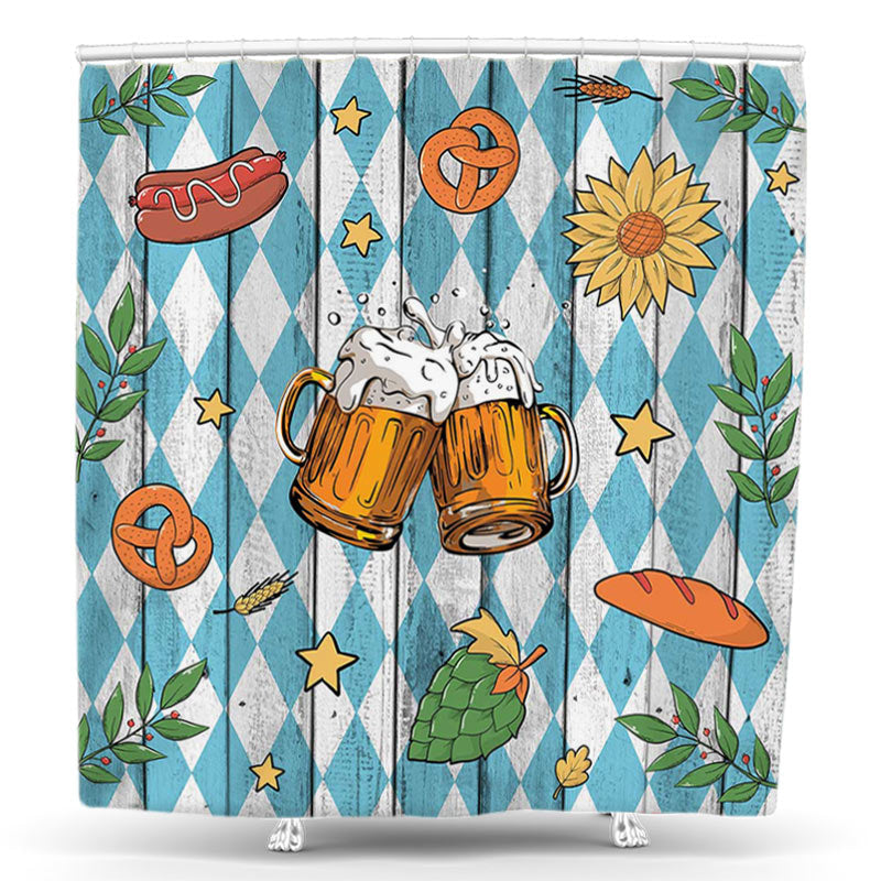 Lofaris Blue Argyle Beer Oktoberfest Bathroom Shower Curtain