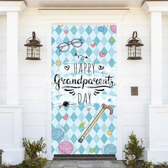 Lofaris Blue Argyle Happy Grandparents Day Party Door Cover