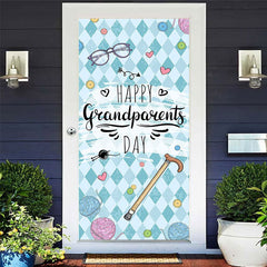 Lofaris Blue Argyle Happy Grandparents Day Party Door Cover