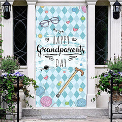 Lofaris Blue Argyle Happy Grandparents Day Party Door Cover