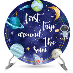 Lofaris Blue Astronanut Galaxy Round 1st Birthday Backdrop