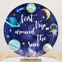 Lofaris Blue Astronanut Galaxy Round 1st Birthday Backdrop