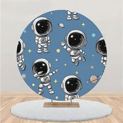 Lofaris Blue Astronaut Galaxy Round Backdrop For Birthday