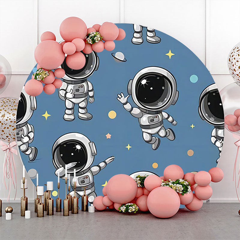 Lofaris Blue Astronaut Galaxy Round Backdrop For Birthday