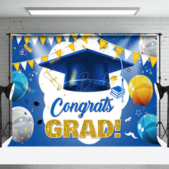 Lofaris Blue Bachelors Cap Balloon Flag Graduation Backdrop