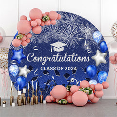 Lofaris Blue Balloon Congrats Class 2023 Grad Round Backdrop