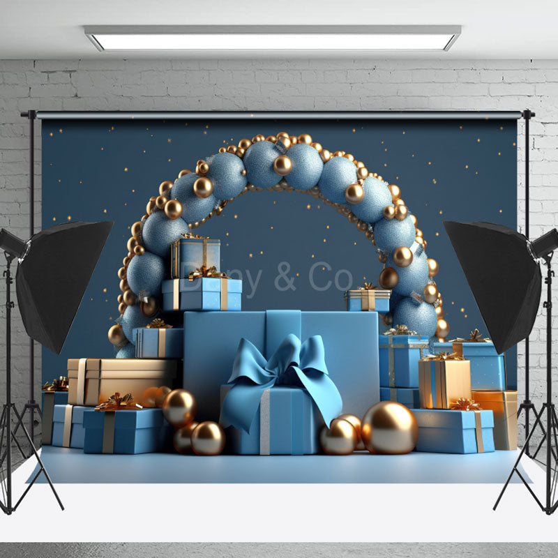 Lofaris Blue Balloon Gifts Cake Smash Backdrop For Photo