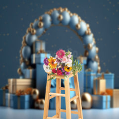 Lofaris Blue Balloon Gifts Cake Smash Backdrop For Photo