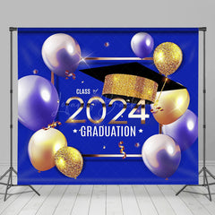 Lofaris Blue Balloons Class Of Glitter Graduation Backdrop