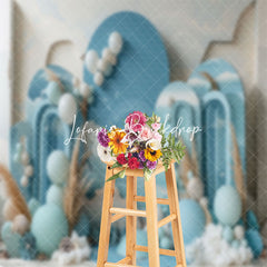 Lofaris Blue Balloons Sky Summer Cake Smash Photo Backdrop