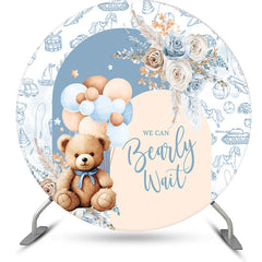 Lofaris Blue Bearly Wait Floral Round Baby Shower Backdrop