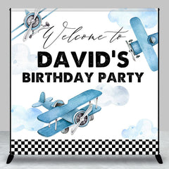 Lofaris Blue Biplanes Cloud Custom Birthday Backdrop For Boys