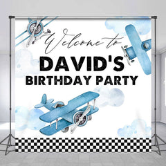 Lofaris Blue Biplanes Cloud Custom Birthday Backdrop For Boys