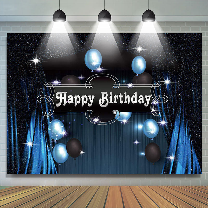 Lofaris Blue Black Balloon Curtain Happy Birthday Backdrop