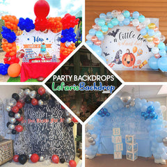 Lofaris Blue Black Balloon Curtain Happy Birthday Backdrop