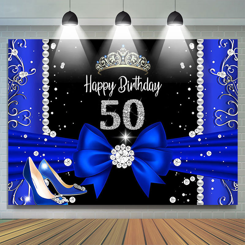 Lofaris Blue Black Diamonds Highheel 50th Birthday Backdrop