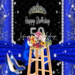 Lofaris Blue Black Diamonds Highheel 50th Birthday Backdrop