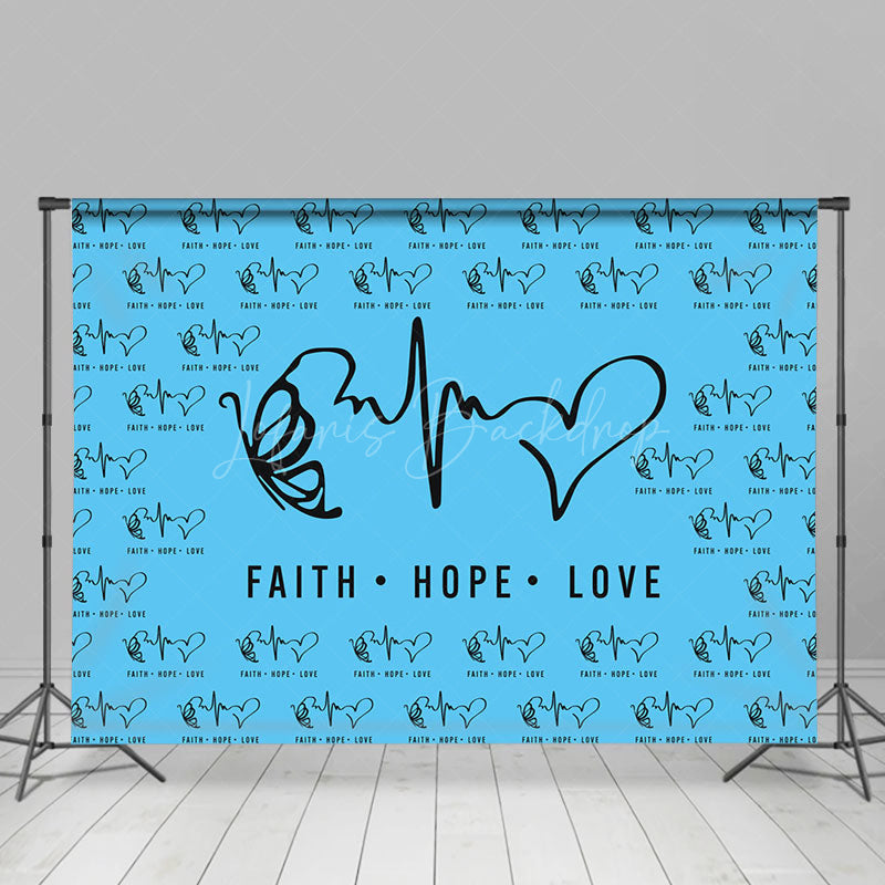 Lofaris Blue Black Faith Hope Love Electrocardiogram Backdrop