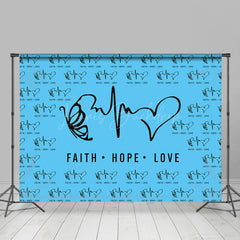 Lofaris Blue Black Faith Hope Love Electrocardiogram Backdrop