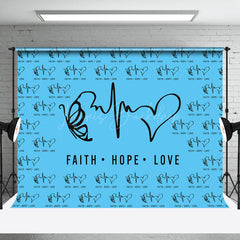 Lofaris Blue Black Faith Hope Love Electrocardiogram Backdrop