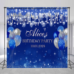 Lofaris Blue Bokeh Glitter Balloon Custom Birthday Backdrop